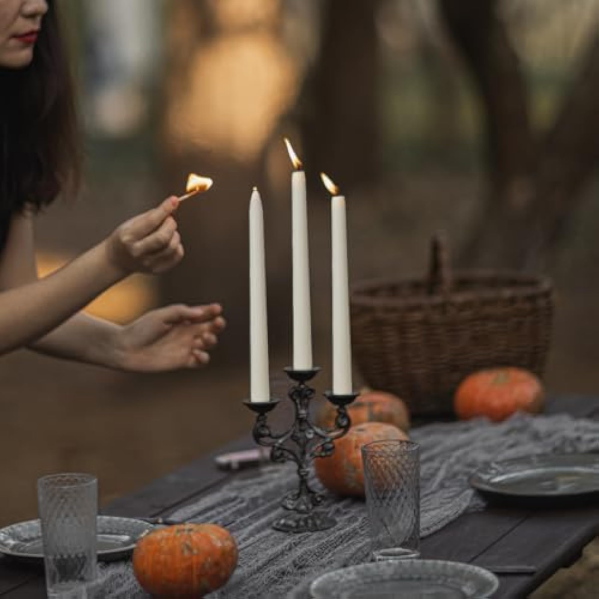 White Beeswax Taper Candles, Unscented and Smokeless